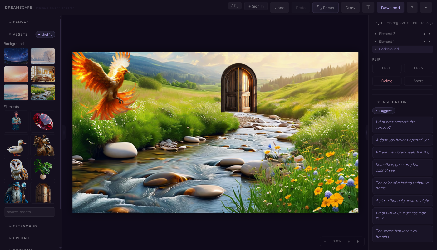 Dreamscape — digital collage tool